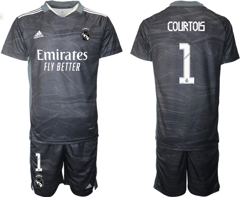 Men 2021-2022 Club Real Madrid black goalkeeper #1 Soccer Jersey->real madrid jersey->Soccer Club Jersey
